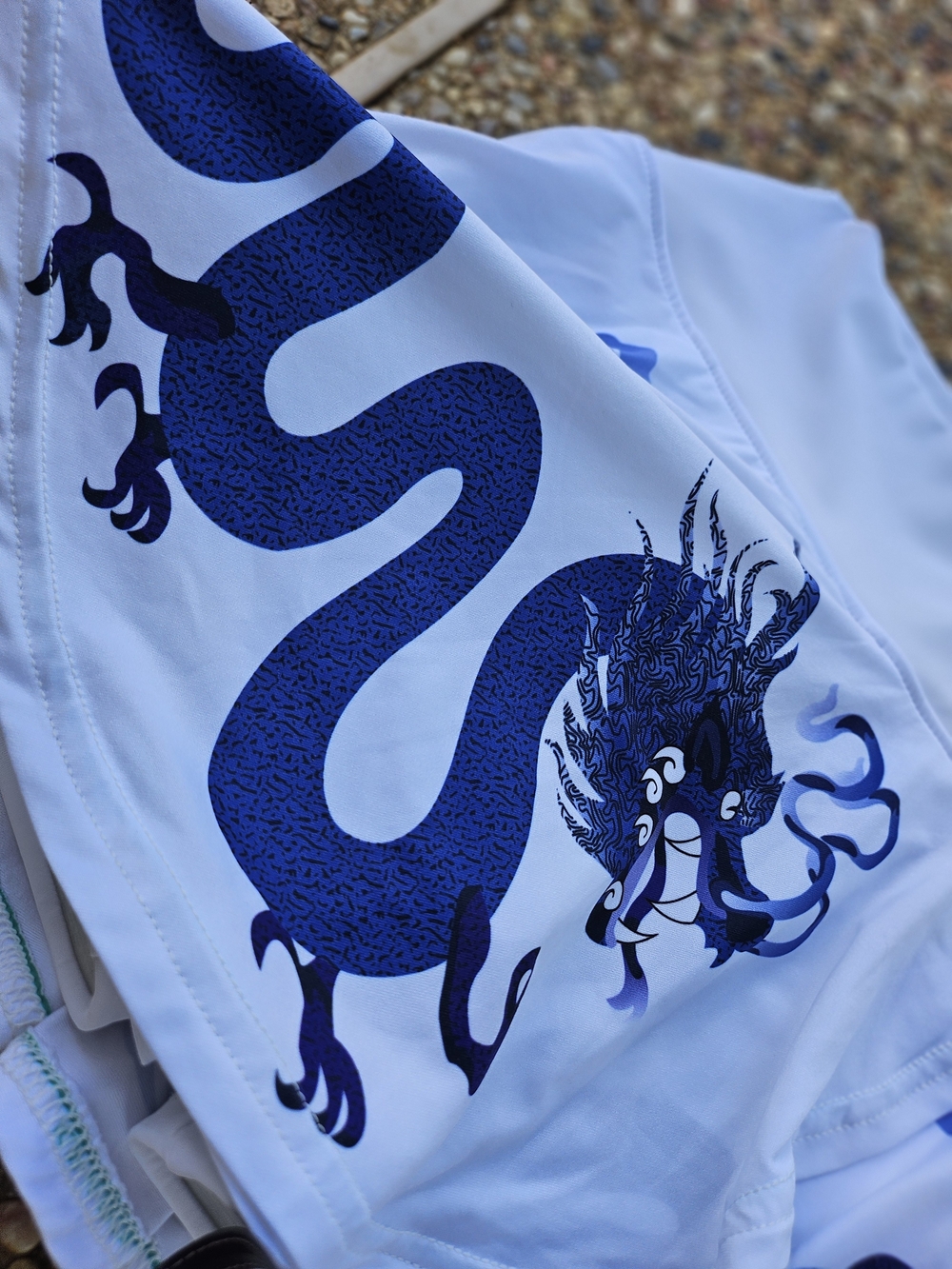 Faye + Florie White Stretch Skort with Blue Dragon Print - Women M - Picture 2 of 8